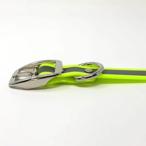 K-9 Komfort 1 Inch Reflective Neon Yellow D Ring Collar