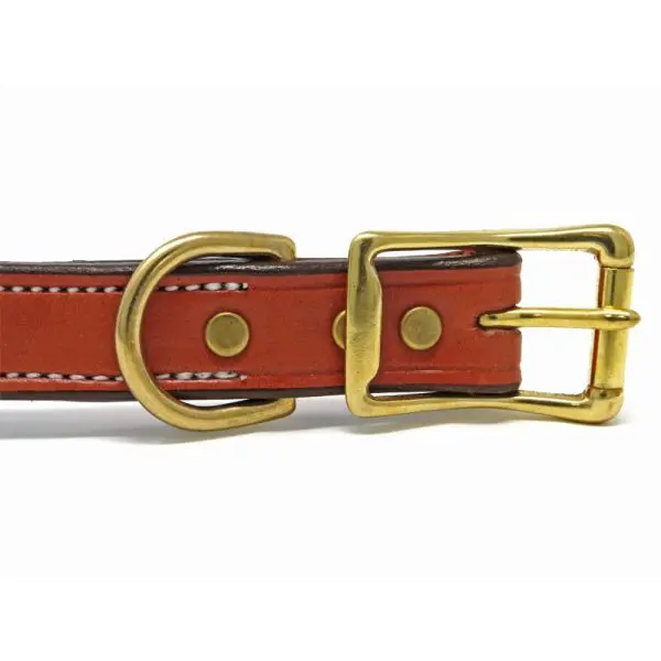 K-9 Komfort 1" Premium Deluxe Tan Skirting with Light Buffalo Liner Leather Collar