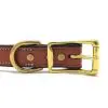 K-9 Komfort 1 Inch Tan Skirting with Burgundy Latigo Premium Deluxe Leather Center Ring Collar