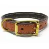K-9 Komfort 1 Inch Tan Skirting with Dark Buffalo Liner Premium Deluxe Leather D Ring Collar