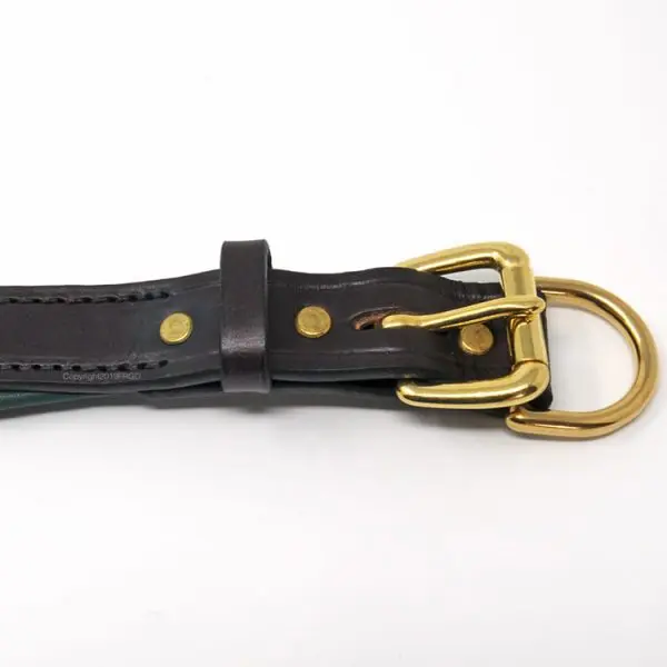 1 Inch Mahogany Hunter Green Padded Leather Collar