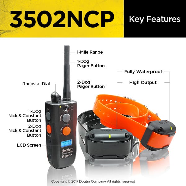 Dogtra 3502NCP SuperX System 1 Mile Range Front Range Gun Dog