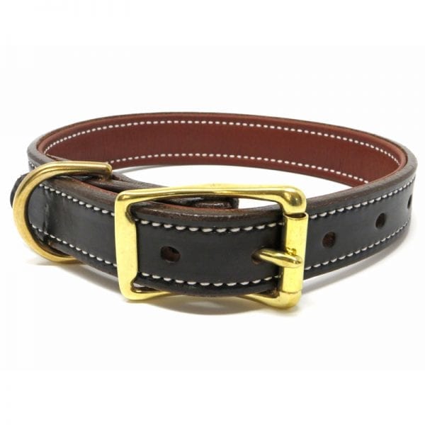 K-9 Komfort 1 Inch Dark Brown Latigo with Rust Cow Hide Premium Deluxe Leather D Ring Collar