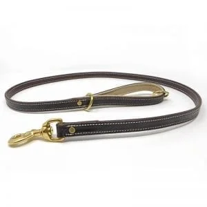 K-9 Komfort Dark Brown Latigo with Light Buffalo Premium Deluxe Leather Lead