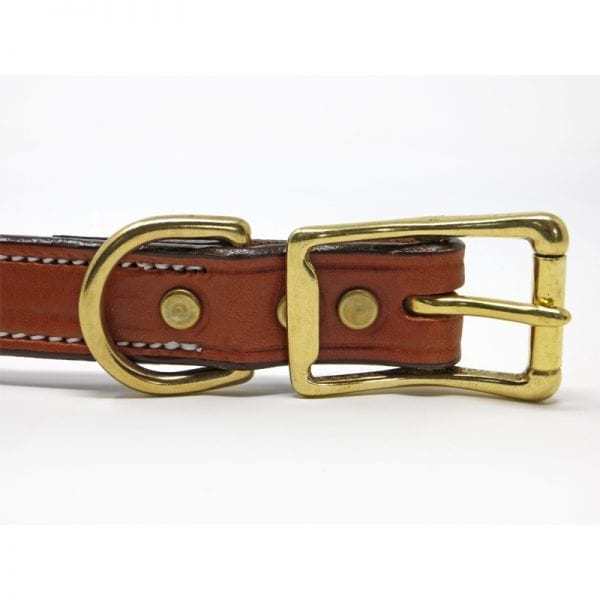 K-9 Komfort 1" Deluxe London Tan Leather Center Ring Collar