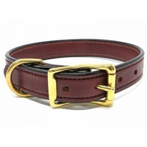 K-9 Komfort 1 Inch Mahogany Deluxe Leather D Ring Collar