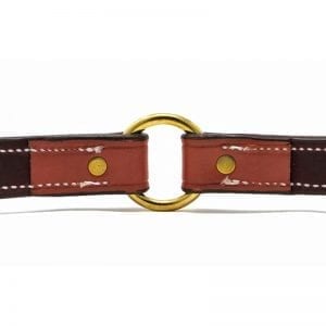 K-9 Komfort 1 Inch Tan Skirting with Burgundy Latigo Premium Deluxe Leather Center Ring Collar