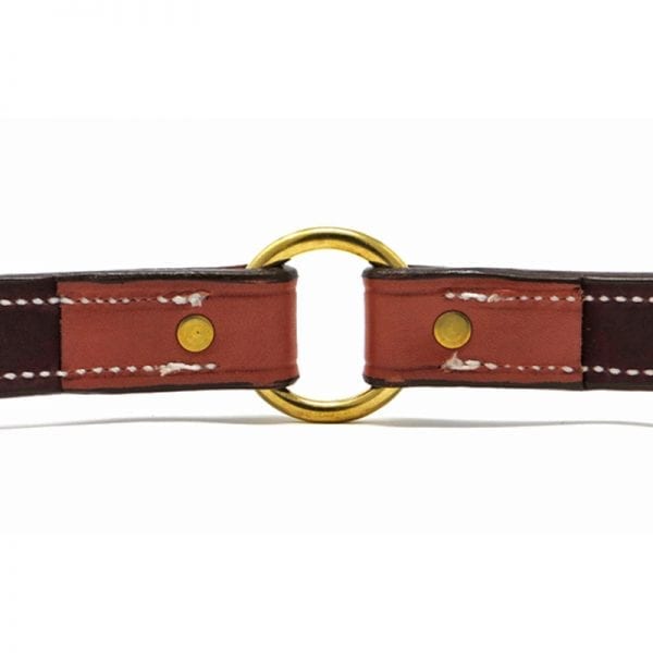 K-9 Komfort 1 Inch Tan Skirting with Burgundy Latigo Premium Deluxe Leather Center Ring Collar