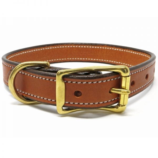 K-9 Komfort 1 Inch London Tan Deluxe Leather D Ring Collar