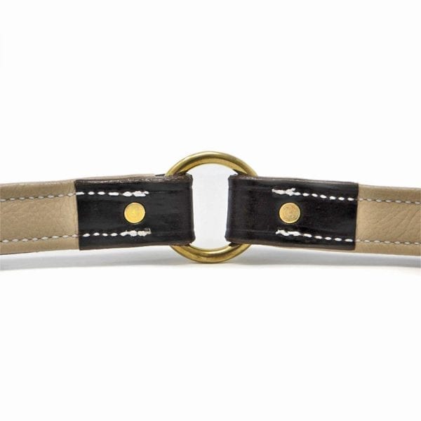 K-9 Komfort 1 Inch Dark Brown Latigo with Light Buffalo Liner Premium Deluxe Leather Center Ring Collar