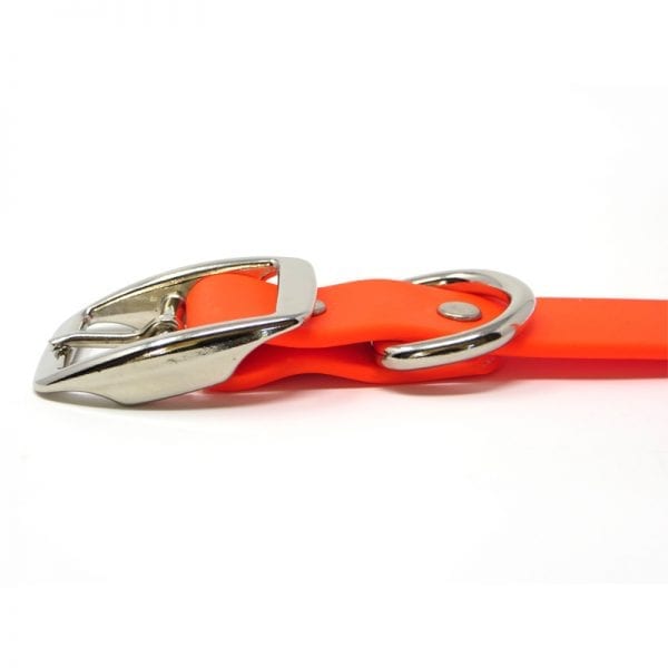 K-9 Komfort 1 Inch TufFlex Orange D Ring Collar Top Buckle