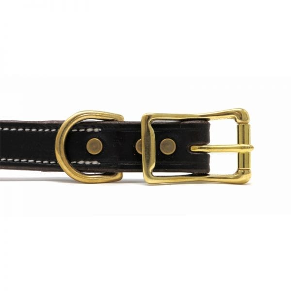 K-9 Komfort 1 Inch Dark Brown Latigo with Rust Cow Hide Premium Deluxe Leather Center Ring Collar