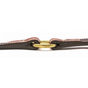 K-9 Komfort 1 Inch Tan Skirting with Burgundy Latigo Premium Deluxe Leather Center Ring Collar