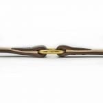 K-9 Komfort 1″ Premium Deluxe Dark Brown Latigo Leather with Light Buffalo Liner Center Ring Collar