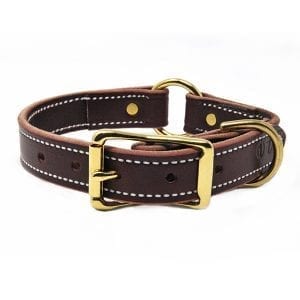 1 Inch Burgundy Leather Center Ring Collar