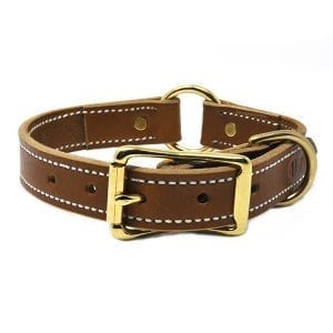 1 Inch Tan Leather Center Ring Collar