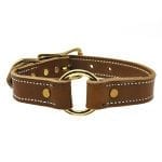 1 Inch Tan Leather Center Ring Collar