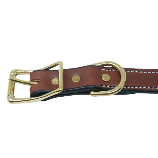 1 Inch Chestnut Premium Leather Center Ring Collar
